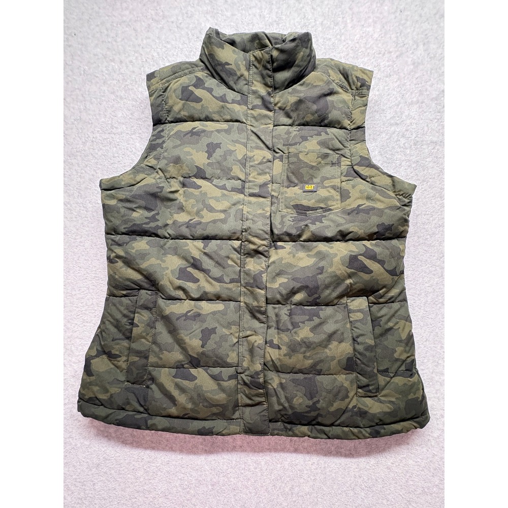 CAT Caterpillar Mens Camo Puffer Vest XL Green Camouflage Insulated 1320057 US